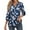 Navy, variant on Hawaiian Shirts for Women Tropical Floral Print V Neck 3/4 Sleeve Top Blouses Vacation Outfits