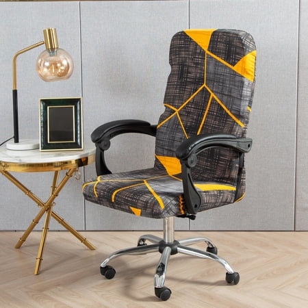 Geometric Swivel Computer Slipcover Dustproof Polyester Washable Stretchy Office Arm Cover for Office Party B