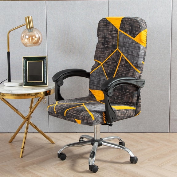 Geometric Swivel Computer Slipcover Polyester Elastic Printed Office Arm Cover for Computer Party A