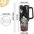thumbnail image 3 of Skull Tumbler with Handle and Straw 40oz Skull Tumbler Travel Mug Moon Cup Insulated Leak Proof Couple Skull Tumbler Romantic Skull Gifts for Women Men-(red white), 3 of 6