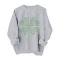 thumbnail image 2 of St. Patrick's Day Sweatshirt for Women Crewneck Long Sleeve Filigree Detailed Shamrock Graphic Ribbed Cuffs Soft Fleece Relaxed Fit Festive Pullover, 2 of 6