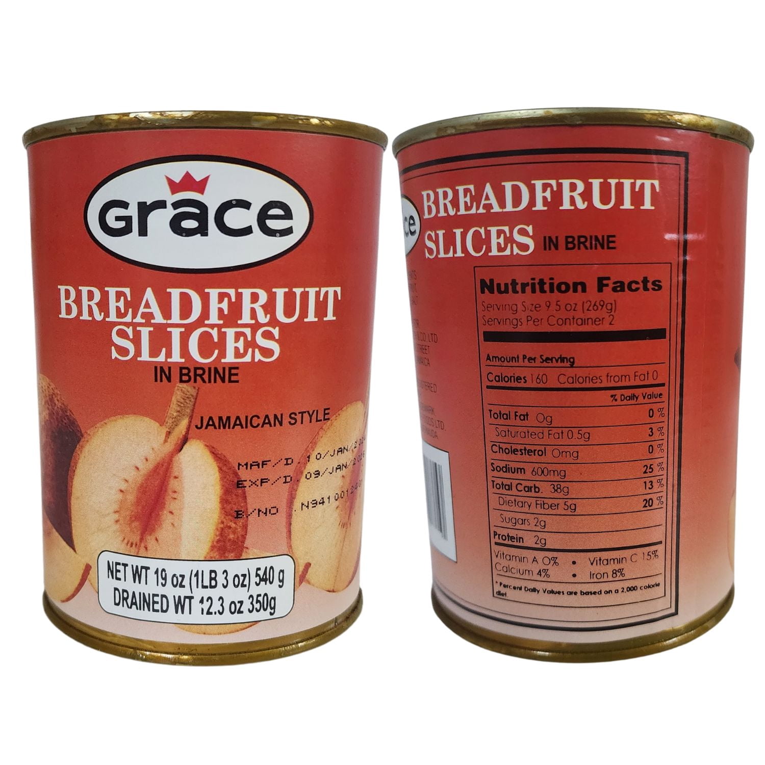 Canned Breadfruit Slices in Brine - (2 pack x 475g each) .. Naturally Nutritious
