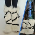 thumbnail image 2 of Fashionable Plush Leg Warmers for Ladies Grunge Rivets Thick Warm Furry Boot Covers Socks for Winter and Themed Event, 2 of 8