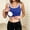 Blue, variant on Women's Tank Top, Fashion Solid Color Crew Neck with Chest Cushion Sleeveless Top, Seamless Built-in Bra Cami, Soft Stretchy Daily Layering Blouse for Women