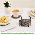 thumbnail image 5 of Yayeee 6 PCS Drink Coasters with Holder Set Woven Absorbent Round Tabletop Hot Pad, Peony Dusk Pattern, 5 of 7