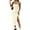 Apricot, variant on Women's Slit Bodice Midi Cami Dress with Ruched Detailing and Stretch in 100% Polyester Fabric for Day to Night Wear
