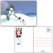 Cute Snowman Golfing Holiday Postcard - 40 Holiday Postcards - 17119