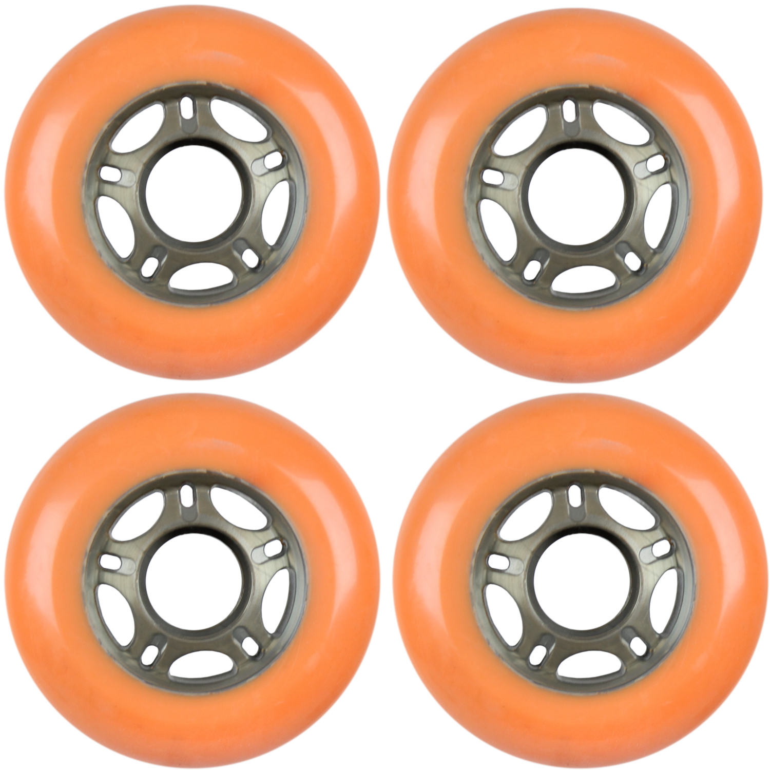 Inline Skate Replacement Wheels 76mm 84A Grey/Orange 4 Pack
