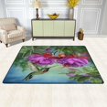 thumbnail image 2 of SKYSONIC 36x24in Hummingbirds Area Rug, Branch Fuchsia Floral Floor Carpet for Indoor Living Dining Room Bedroom, 2 of 7