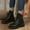 Black, variant on Women's Lace-Up Ankle Boots for Women Winter Casual Side Zipper Chunky Mid Heel Gray 43