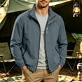 thumbnail image 2 of Men's Casual Solid Color Long Sleeve Jacket Stand Collar Outdoor Sporty Fashion Coat Breathable Travel Golf Hiking Fishing Tops Lightweight Modern Essential Gift for Him | JASKFLY,Dark Gray XL, 2 of 9