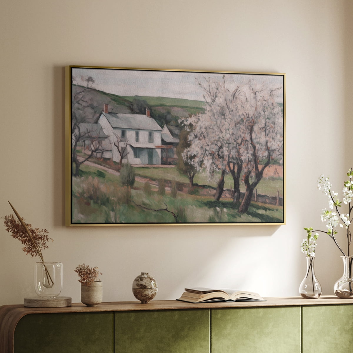 Vintage Landscape-IV By Wexford Home Framed in Gold Wood Gallery Wrapped Canvas 25 in. x 37 in.