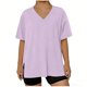 thumbnail image 3 of Mujeres Más Tamaño Manga Larga Tops con Cuello en V, Color Sólido Doblado Hendidura Suéter para el Uso Casual Diario en el Hogar, 3 of 6