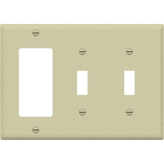 ENERLITES Combination Double Toggle / Single Decorator Rocker Outlet Wall Plate, Standard Size 3-Gang, Polycarbonate Thermoplastic, Ivory