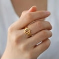 thumbnail image 3 of RSAMD Double Circles Women Ring Stainless Steel Round Geometric Finger Rings Jewelry-11-Gold, 3 of 6