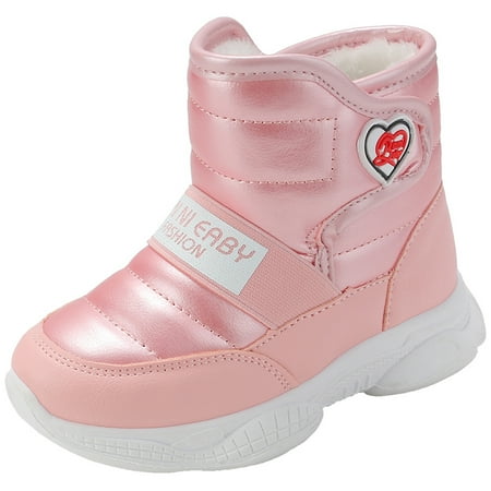 

Girls Boys Snow Boots Velcro Waterproof Fur Lined Non Slip for Toddler Winter Shoes Keep Warm
