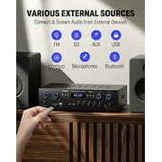 Donner Stereo Receiver 4 Channel 1000W Peak Power Home Theater Amp Amplifier USB SD, for Outdoor Speakers Karaoke