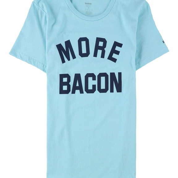 Reebok Womens More Bacon Graphic T-Shirt, Blue, Small