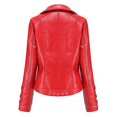 thumbnail image 3 of Chaqueta de cuero para mujer, abrigo de primavera, negro, rojo, chaqueta de motociclista con cremallera, verde, beige, otoño, 3 of 3