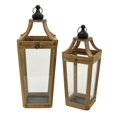 thumbnail image 1 of Plutus Brands Wood Decorative Lantern- in Brown Wood Set of 2, 1 of 1