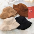 thumbnail image 4 of CoCopeaunts Large Bucket Hat Solid Autumn Winter Lamb Wool Men Fisherman Hat Outdoor Lightweight Warm Basin Hat for Women, 4 of 8