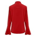thumbnail image 5 of Holzkary Women's Long Bell Sleeve Tops Ruffle Blouse for Work Dressy Casual Work Tunic Shirts Clothes 2025 Fashion V Neck Drilling Solid Color Long Sleeve Blouses Light Weight Work Shirts Red M, 5 of 5