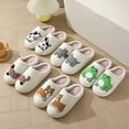thumbnail image 6 of Gaexia Women's Fuzzy Slippers Cozy Cat Print Open Toe Flat Slides Indoor Home Footwear Comfortable Winter Fall Soft Warm, 6 of 6