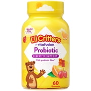 L’il Critters Probiotic Daily Gummy Supplement for Kids, for Digestive Health Support, Grape, Cherry and Orange Flavors, 60 Gummies