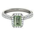 thumbnail image 2 of Rings for Women 3.46 Carat Diamond and Emerald Shaped Green Amethyst Ring pave 10K White Gold, 2 of 5