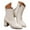 White, variant on Stylish Round Toe Leather Mid Calf Boots with Sole Heel for Women Comfortable Zip Up Ankle Booties Casual Winter Fashion Footwear