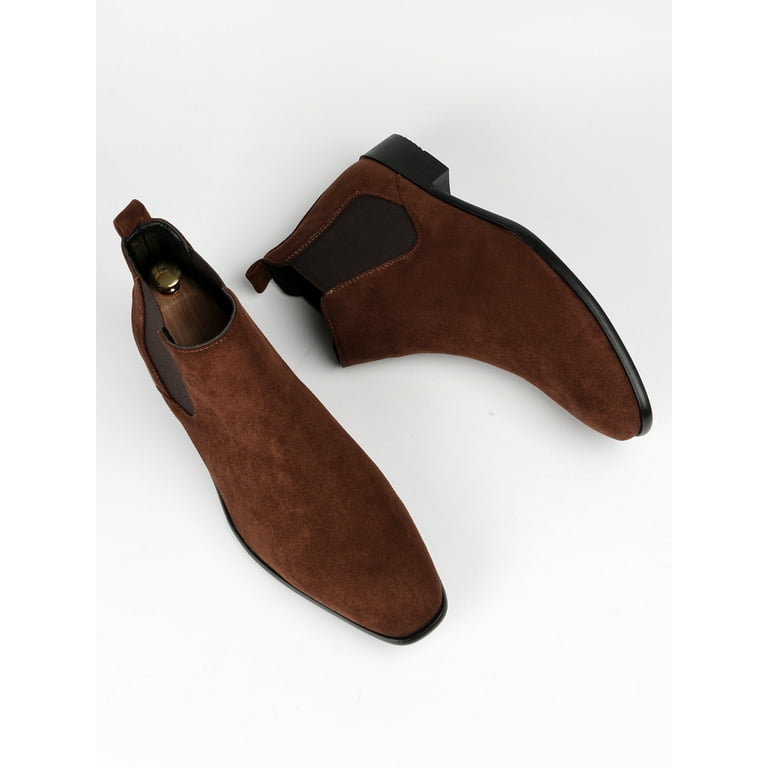 Men Minimalist Slip On Chelsea Boots Minimalist Brown Faux Suede Boots Walmart
