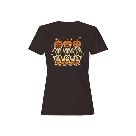 Pumpkin Skeletons Hear See Speak No Evil Women's T-shirt