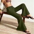thumbnail image 3 of cocolona Womens Casual Loose Work Pants Elastic Button Waist Straight Wide Leg Travel Lounge Pants with Pockets, 3 of 5