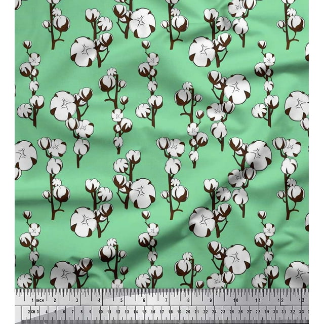 Soimoi Velvet Fabric Cotton Ball Floral Fabric Prints by Yard 58 Inch Wide
