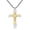 White2, variant on Cross Necklace for Men, Religious Necklace for Men, Dual-Tone Twisted Spiral Crucifix Pendant, White Gold & Gold Plated, Stainless Steel Byzantine Box Chain 22+2 Inch