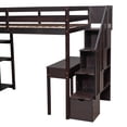 thumbnail image 6 of Twin size Loft Bed with Storage Drawers ,Desk and Stairs, Wooden Loft Bed with Shelves - Espresso, 6 of 13
