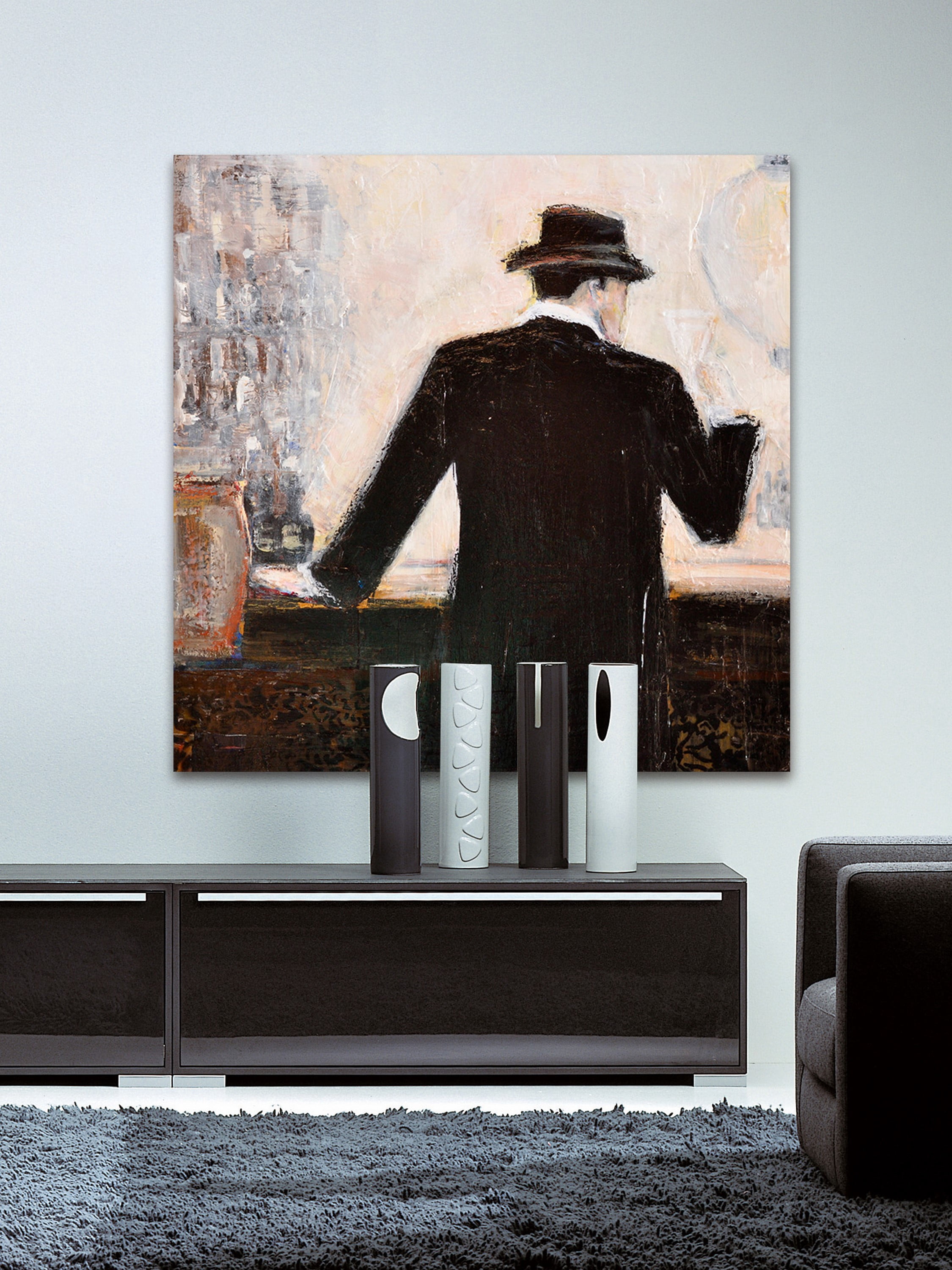 "Bar Scene Man" Painting Print on Wrapped Canvas