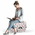 thumbnail image 2 of Modern Pouf Cover with Zipper, Kitty Sleeping Surrounded by Tulips Cat Animal Pet Creature Print, Soft Decorative Fabric Unstuffed Case, 30" W X 17.3" L, Black White Pink, by Ambesonne, 2 of 5