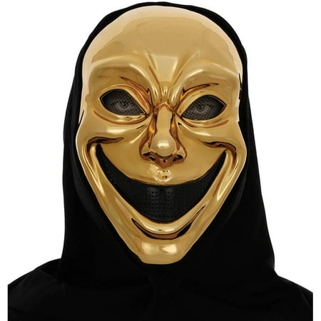 Metallic Gold Smile Mask Muse Of Comedy Halloween Accessory