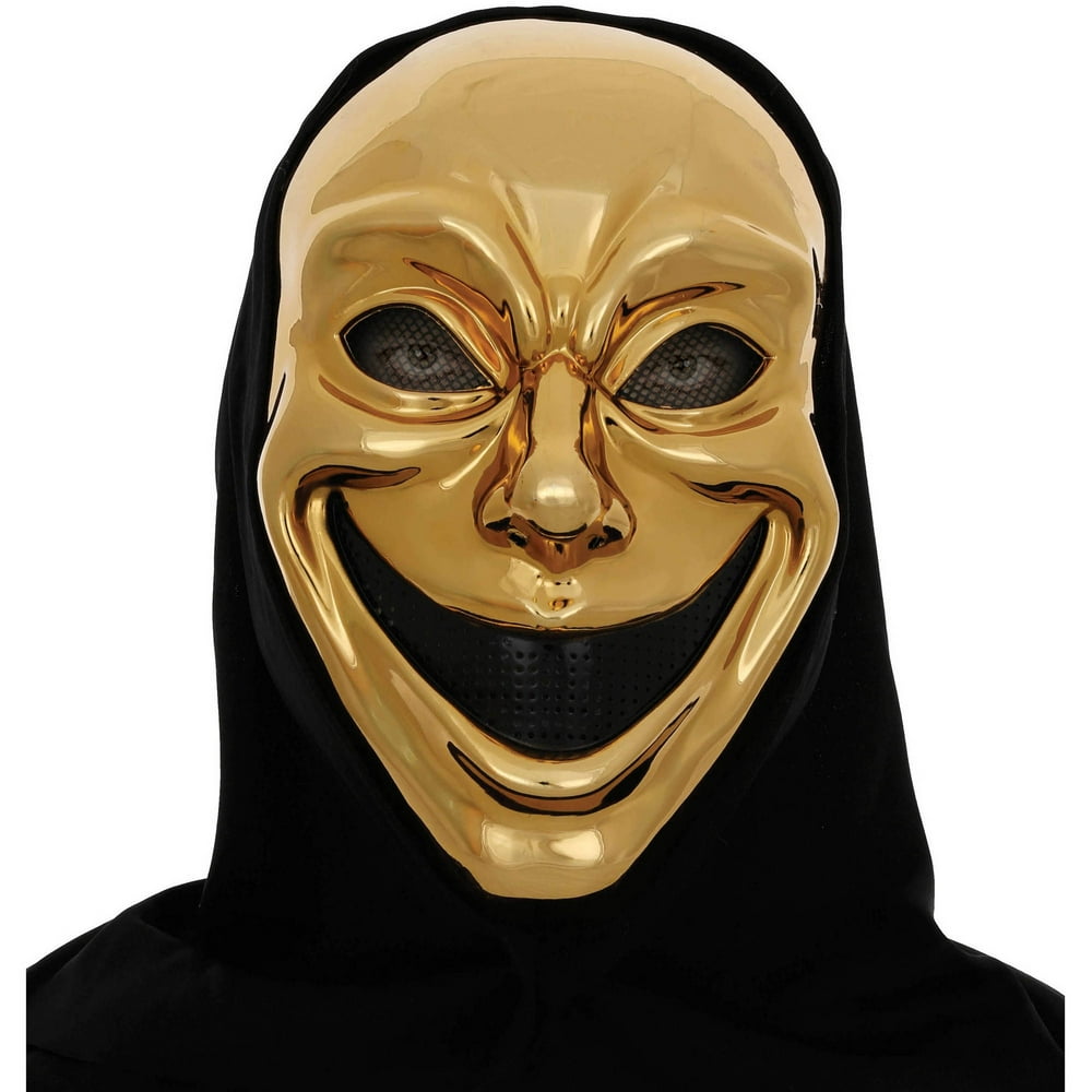 Metallic Gold Smile Mask Muse Of Comedy Halloween Accessory Walmart