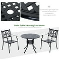thumbnail image 3 of Outsunny 33" Patio Dining Table Round Cast Aluminium Outdoor Bistro Table with Umbrella Hole - Black, 3 of 9