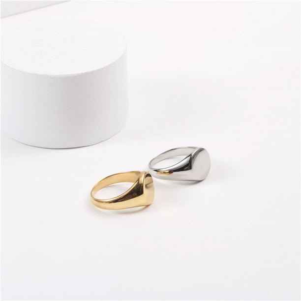 Anillo de acero de titanio con diseño de diseñador de personalidad europea y americana para mujer, dedo índice hipster, dorado, estilo retro frío