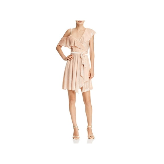 WAYF Womens Velvet Cold Shoulder Mini Dress Pink XS