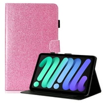 Allytech Stand Folio Case for iPad Mini 6(8.3"), iPad Mini 6th Gen 2021 Cover with Pen Holder, Pink PU Leather Scratch-Free Anti-Slip Book Style Card Holder Case for iPad Mini 6 2021, Pink