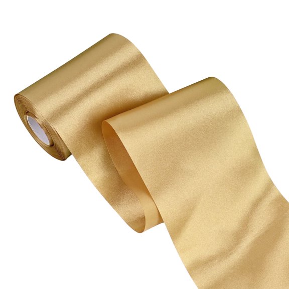 GTYBOVA 4 Inch Silk Satin Ribbon – 25 Yards , Frayed Edge for Gift Wrapping, Wedding Bouquets, Baby Shower Decor, Bridal & Holiday Crafts Champagne Gold