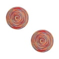 thumbnail image 2 of 2pcs Round Shape Hand-woven Cup Placemat Coaster Cotton Thread Table Mat Coasters Colored Heat Resistant Mat for Home (R, 2 of 7