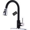 thumbnail image 1 of LAICAIW Black and Chrome Kitchen Faucet with Sprayer, Stainless Steel Kitchen Sink Faucet High Arc Utility Sink Faucet 1 or 3 Hole, Kitchen Tap for RV, Laundry, Bar, 1 of 7