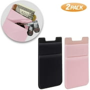 SHANSHUI Card Holder for Back of Phone, 2 Packs Adhesive Lycra Slim Credit Card Sleeves Stick On Wallet Compatible