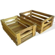 ikayaa Crate Set 2 Pieces Solid Acacia Wood