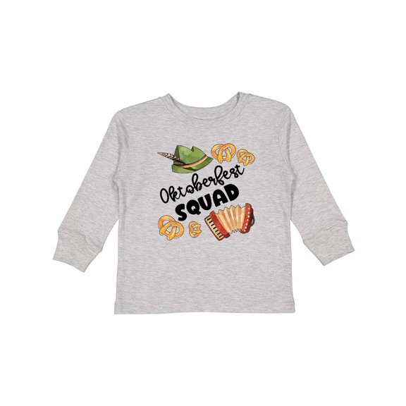Inktastic Oktoberfest Squad Hat, Accordion, Pretzels Boys or Girls Long Sleeve Toddler T-Shirt